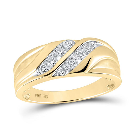 10k Yellow Gold Round Diamond Wedding Band Ring 1/2 Cttw