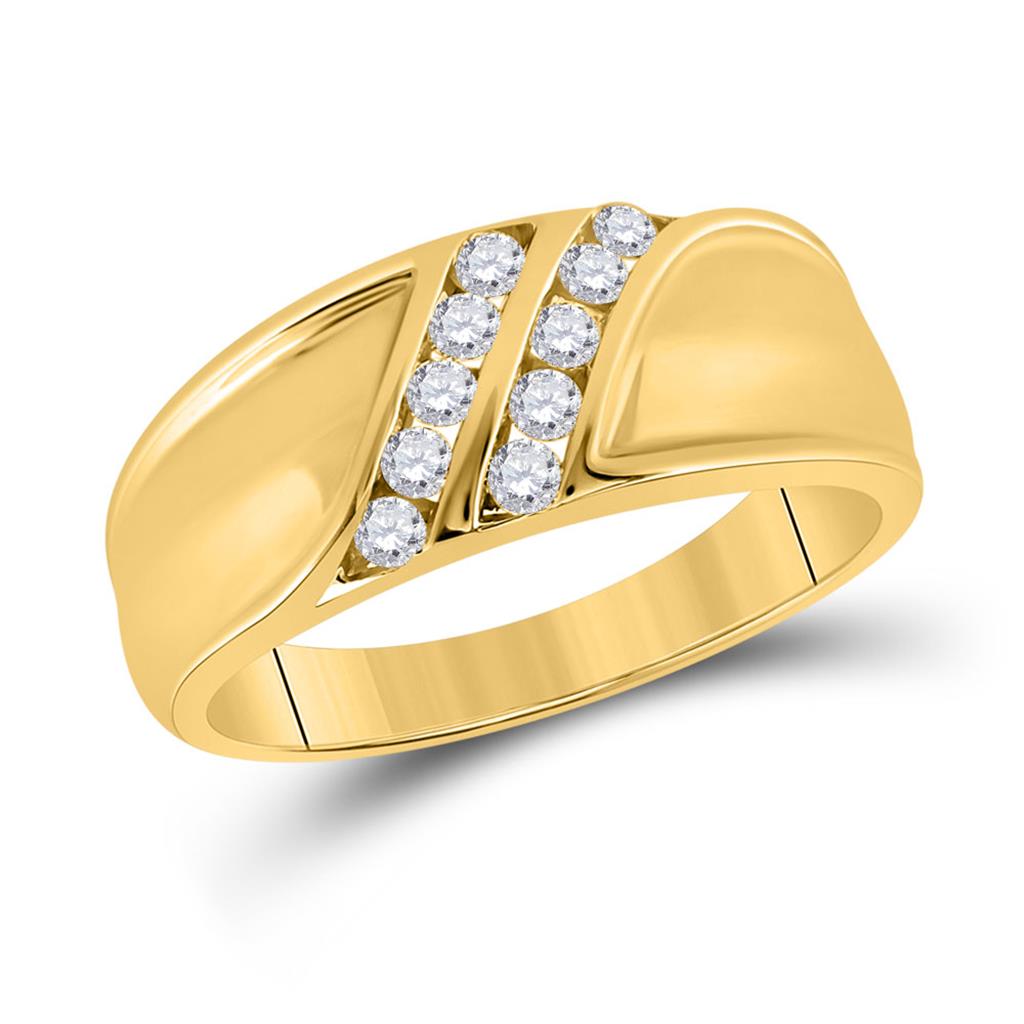 10k Yellow Gold Round Diamond Wedding Band Ring 1/3 Cttw