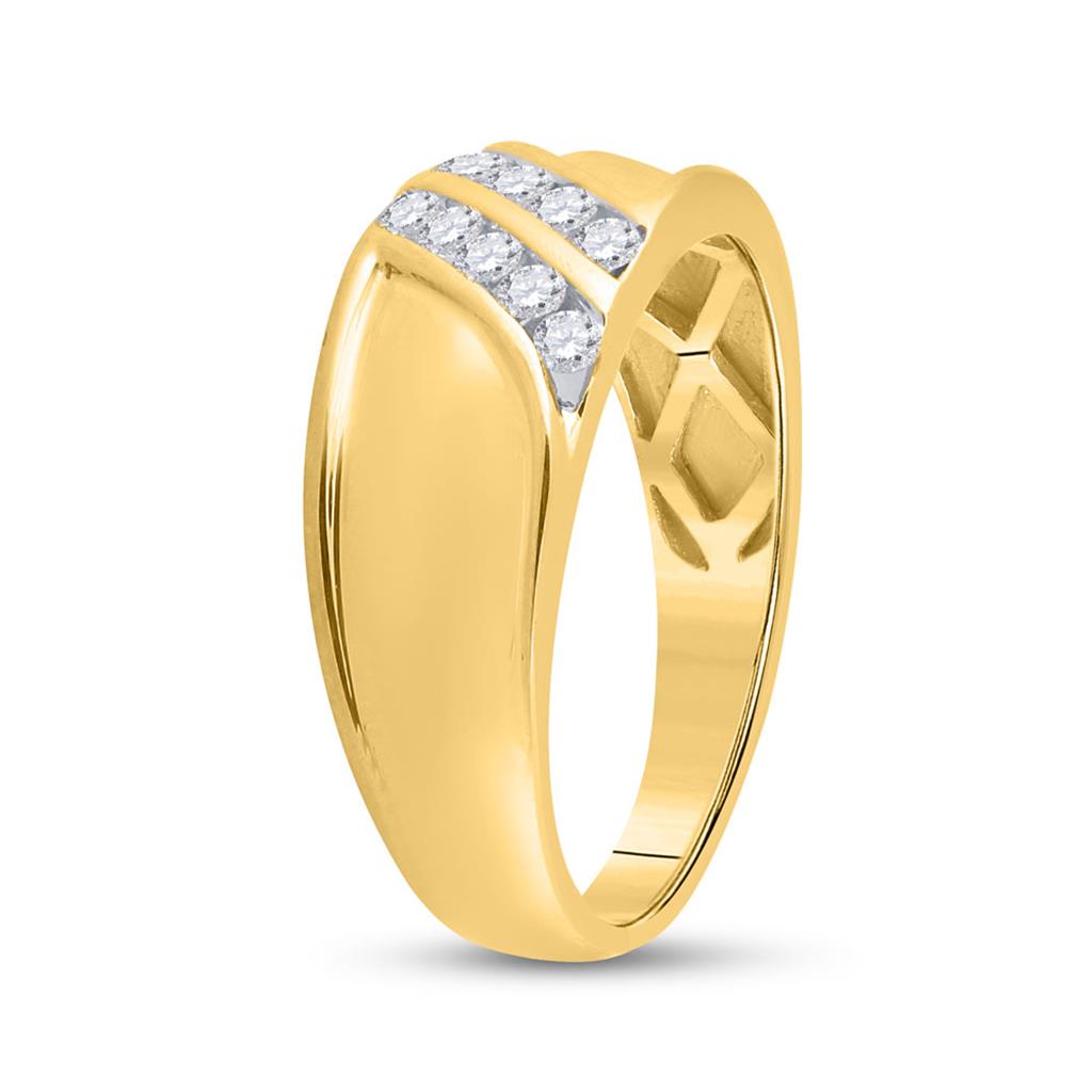 10k Yellow Gold Round Diamond Wedding Band Ring 1/3 Cttw