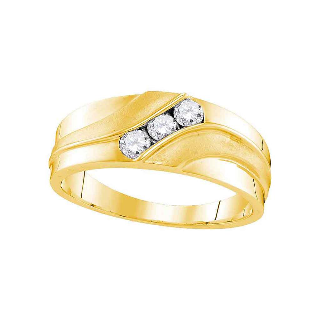 10k Yellow Gold Round Diamond Wedding Band Ring 1/3 Cttw