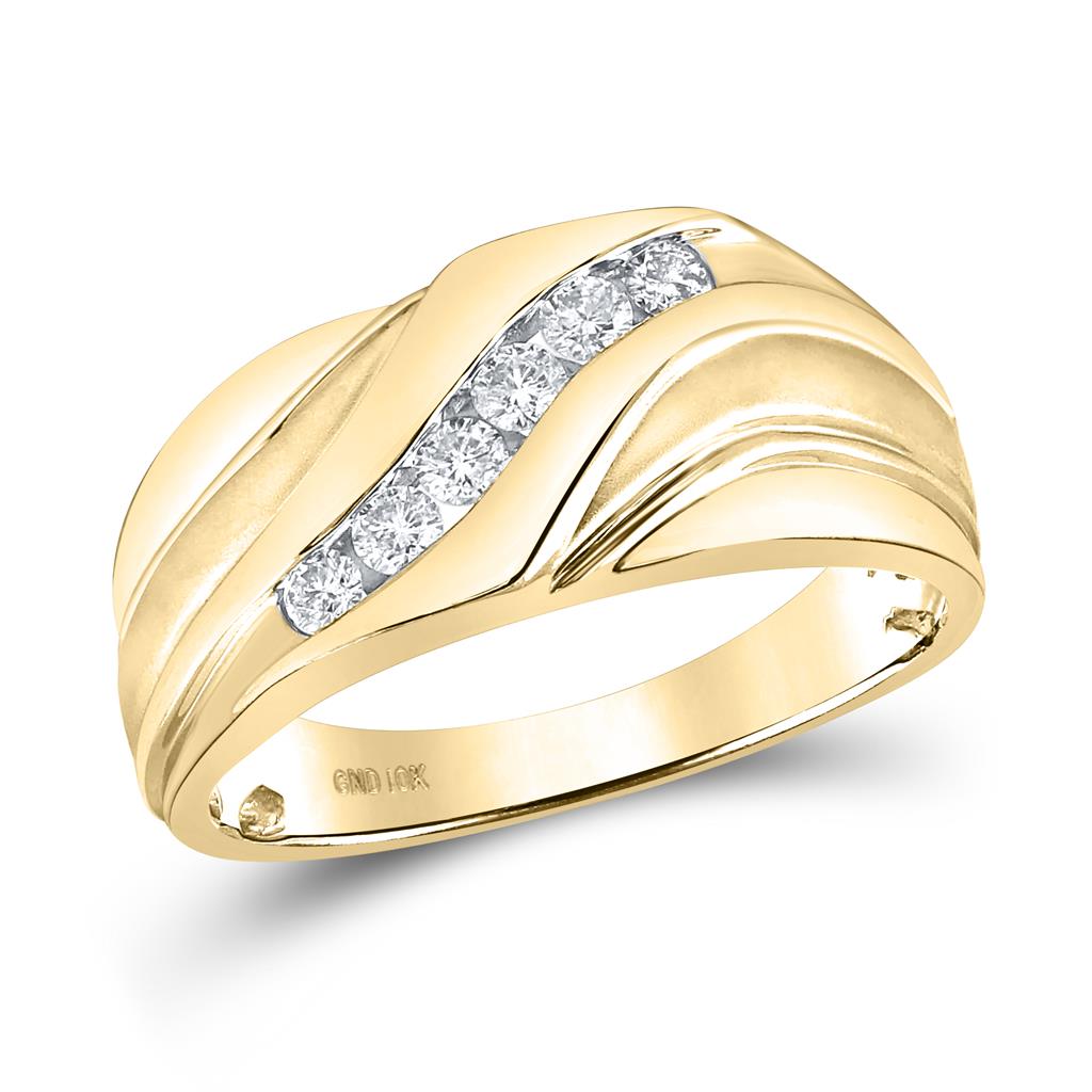 10k Yellow Gold Round Diamond Wedding Band Ring 1/3 Cttw