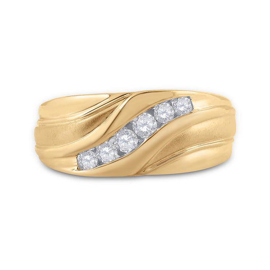 10k Yellow Gold Round Diamond Wedding Band Ring 1/3 Cttw