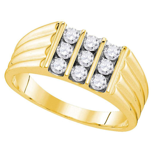 10k Yellow Gold Round Diamond Wedding Band Ring 3/4 Cttw