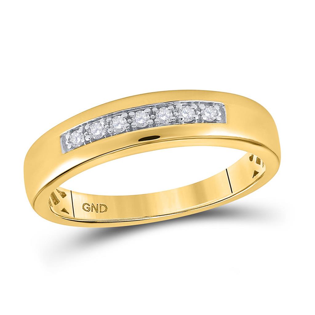 10k Yellow Gold Round Diamond Single Row Wedding Band 1/10 Cttw