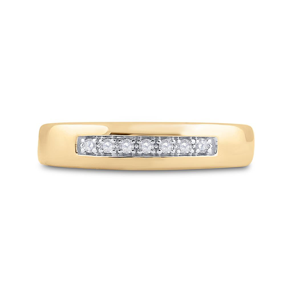 10k Yellow Gold Round Diamond Single Row Wedding Band 1/10 Cttw