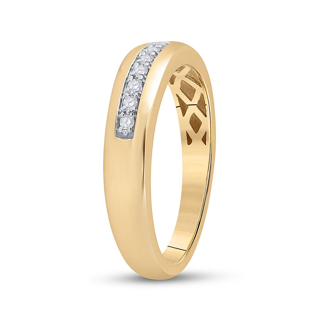 10k Yellow Gold Round Diamond Single Row Wedding Band 1/10 Cttw