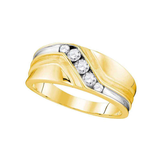 10k Yellow Gold Round Diamond Wedding Band Ring 3/8 Cttw