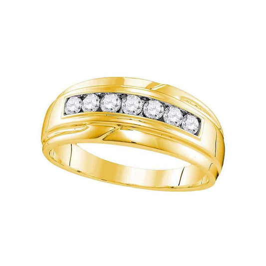 10k Yellow Gold Round Diamond Wedding Single Row Band Ring 1/2 Cttw