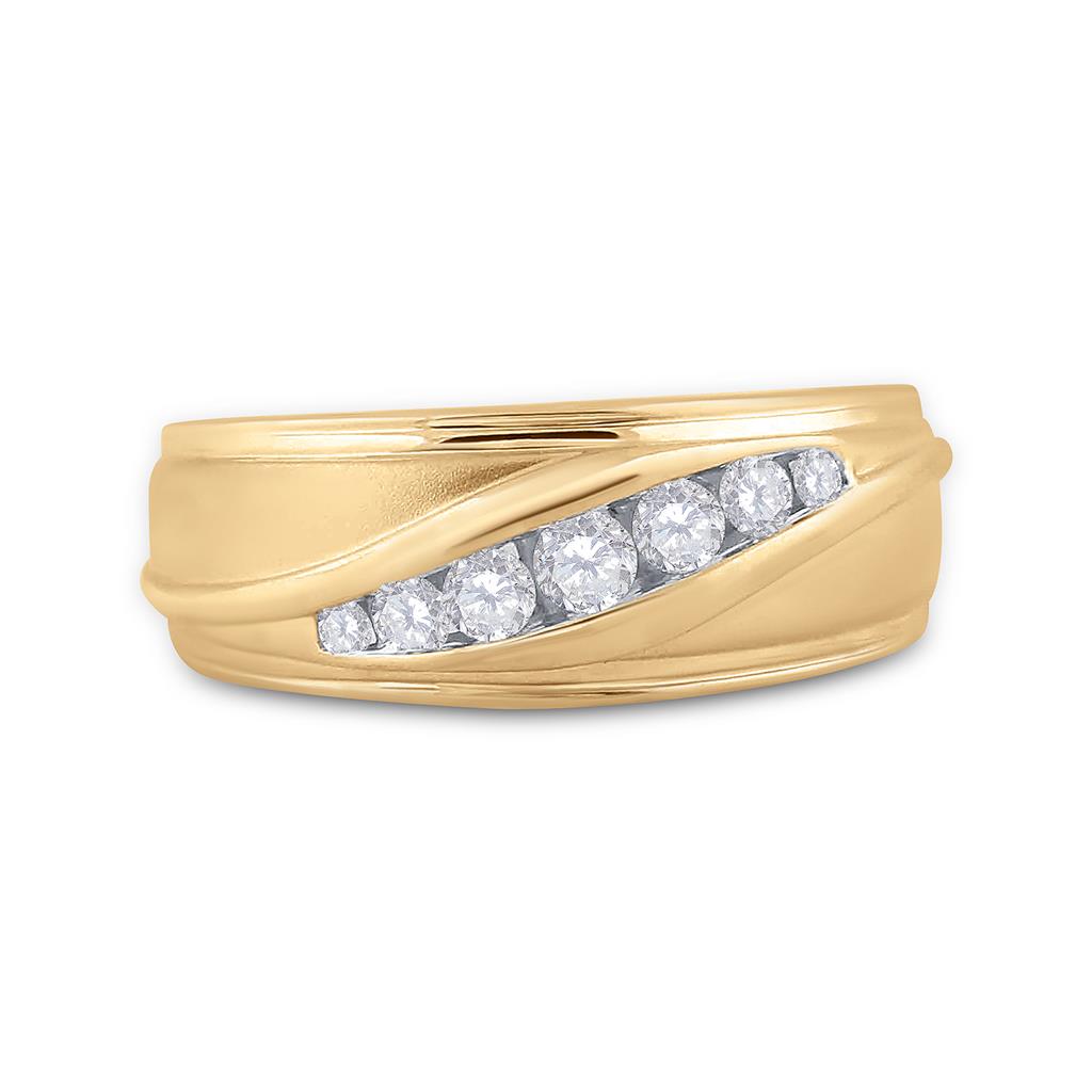 10k Yellow Gold Round Diamond Wedding Band Ring 3/8 Cttw