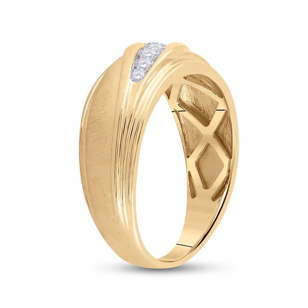 10k Yellow Gold Round Diamond Wedding Band Ring 3/8 Cttw