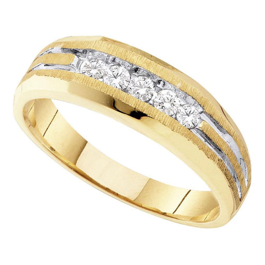 10k Yellow Gold Round Diamond Wedding Band Ring 1/4 Cttw