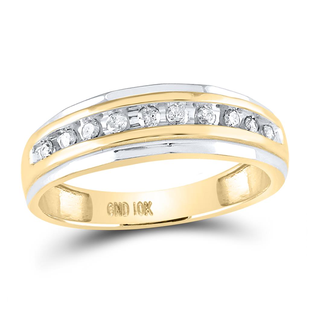 10k Two-tone Gold Round Diamond Wedding Band Ring 1/4 Cttw