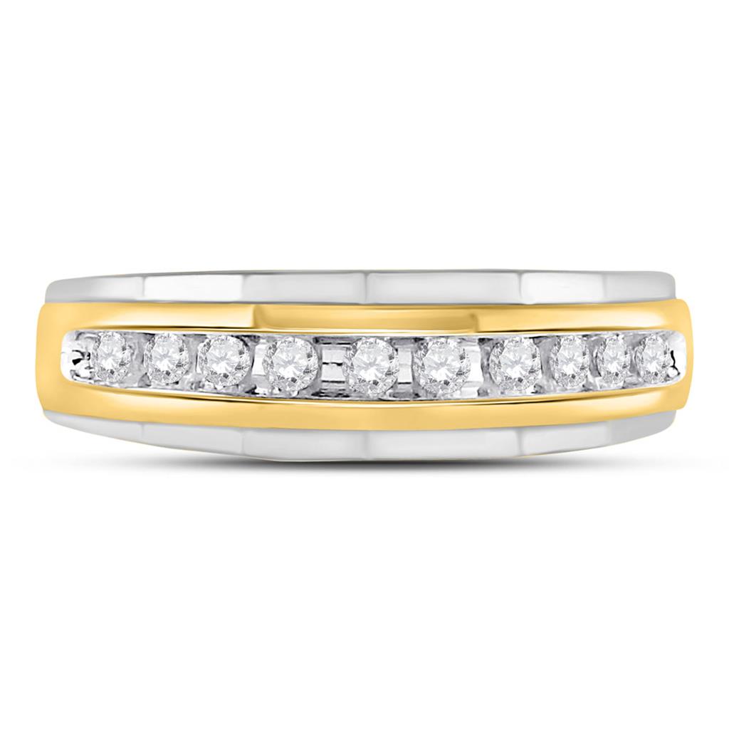 10k Two-tone Gold Round Diamond Wedding Band Ring 1/4 Cttw