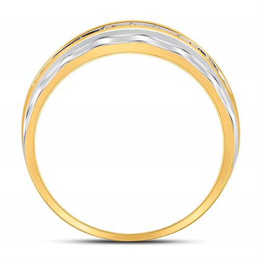 10k Two-tone Gold Round Diamond Wedding Band Ring 1/4 Cttw