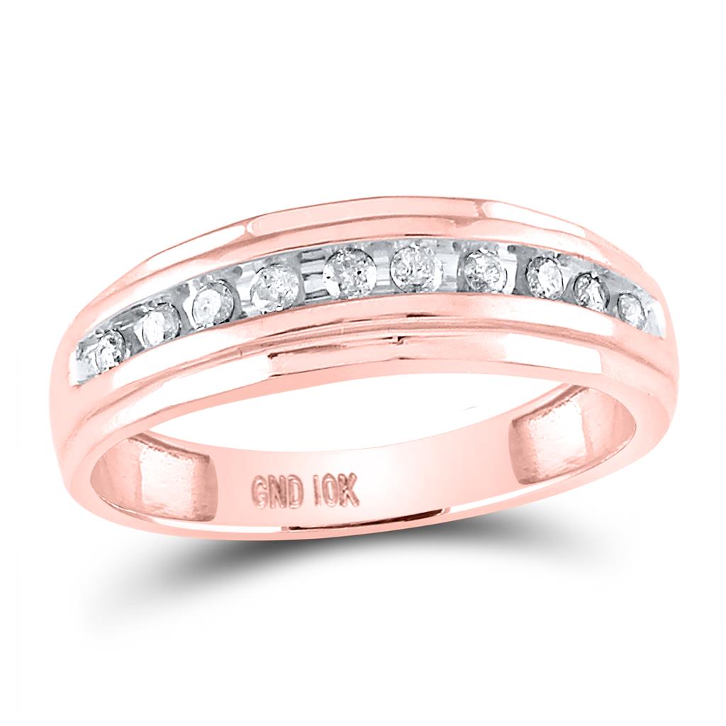 10k Rose Gold Round Diamond Wedding Band Ring 1/4 Cttw