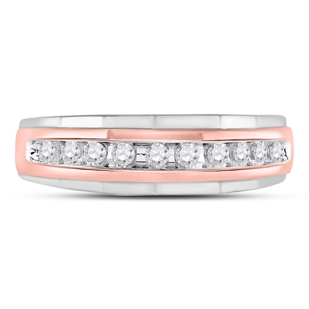 10k Rose Gold Round Diamond Wedding Band Ring 1/4 Cttw