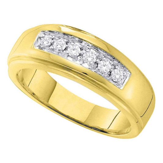 10k Yellow Gold Round Diamond Wedding Band Ring 1/4 Cttw