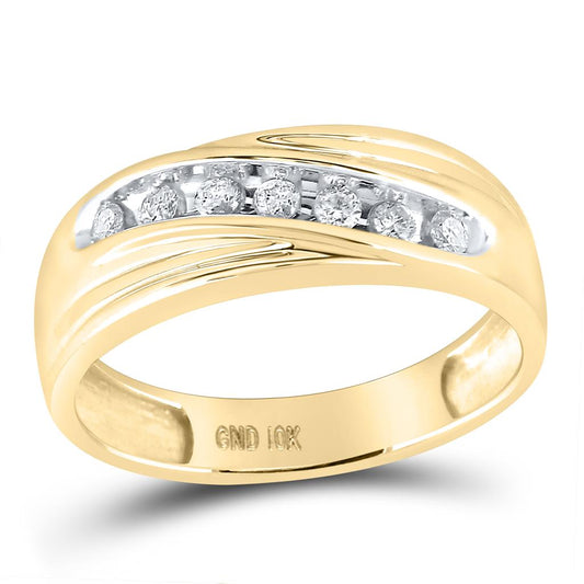 10k Yellow Gold Round Diamond Wedding Band Ring 1/4 Cttw