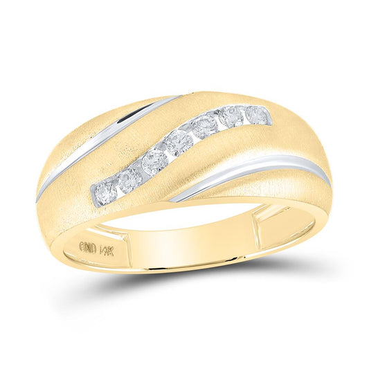 10k Yellow Gold Round Diamond Single Row Band Ring 1/4 Cttw