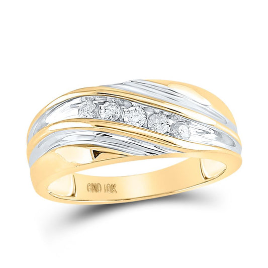 10k Yellow Gold Round Diamond Wedding Band Ring 1/4 Cttw