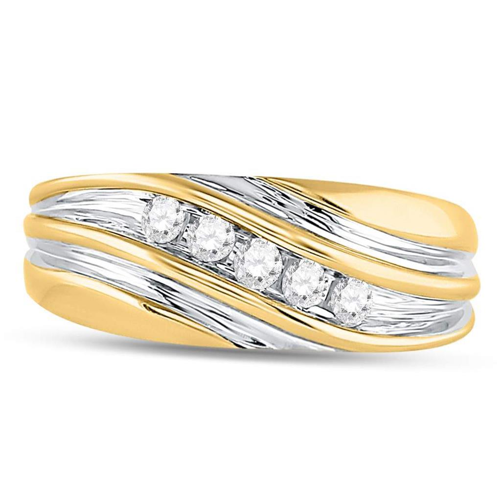 10k Yellow Gold Round Diamond Wedding Band Ring 1/4 Cttw