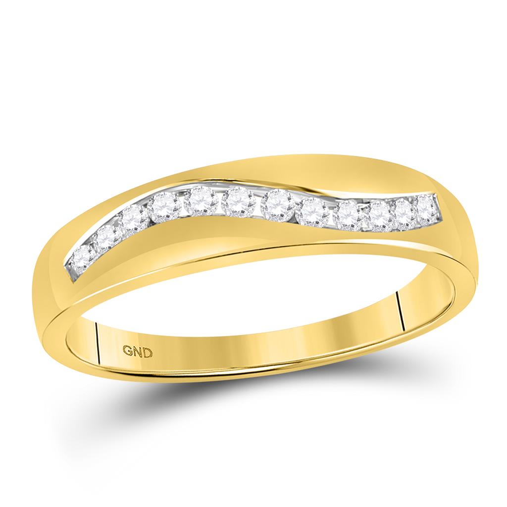 10k Yellow Gold Round Diamond Wedding Band Ring 1/4 Cttw