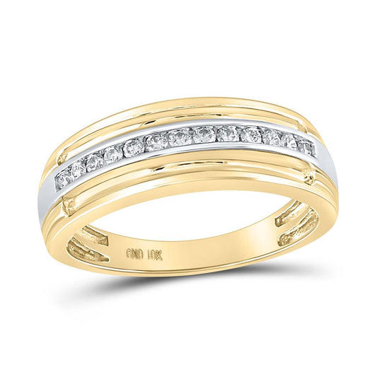 10k Yellow Gold Round Diamond Single Row Band Ring 1/4 Cttw