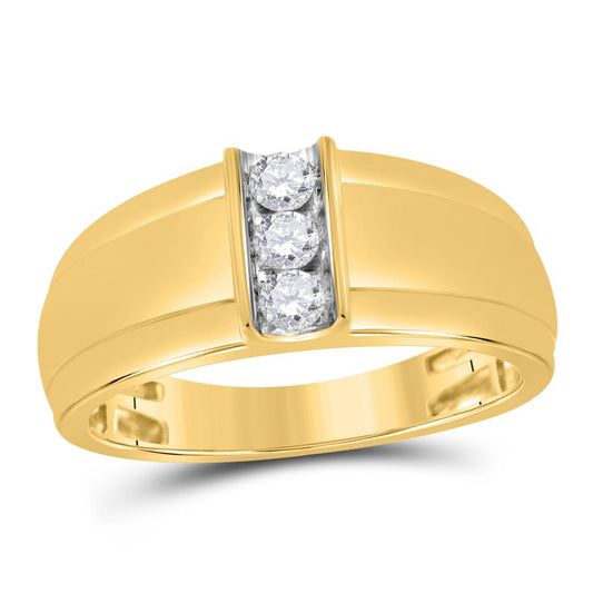 10k Yellow Gold Round Diamond Single Row Band Ring 1/4 Cttw