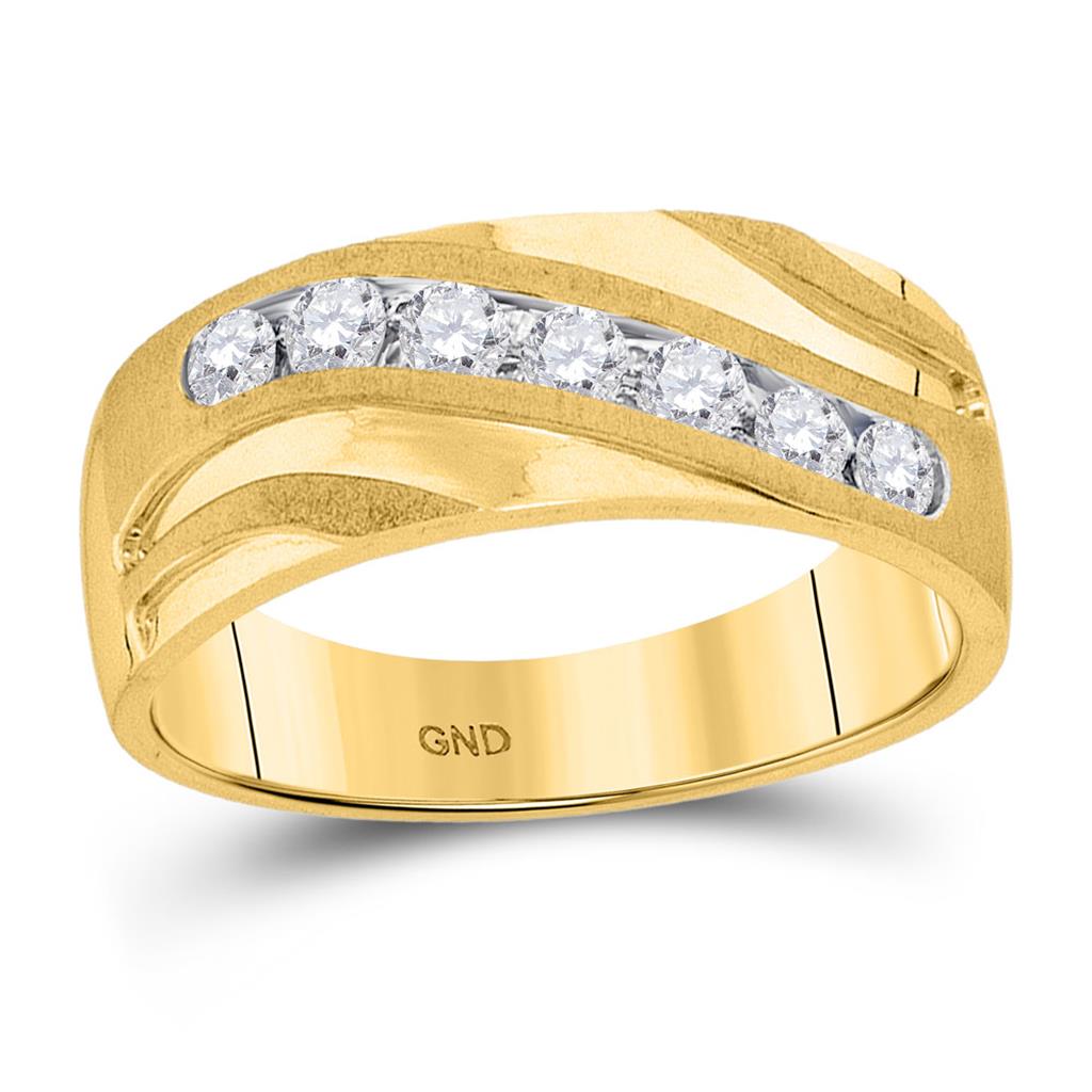 10k Yellow Gold Round Diamond Single Row Wedding Band Ring 1/2 Cttw