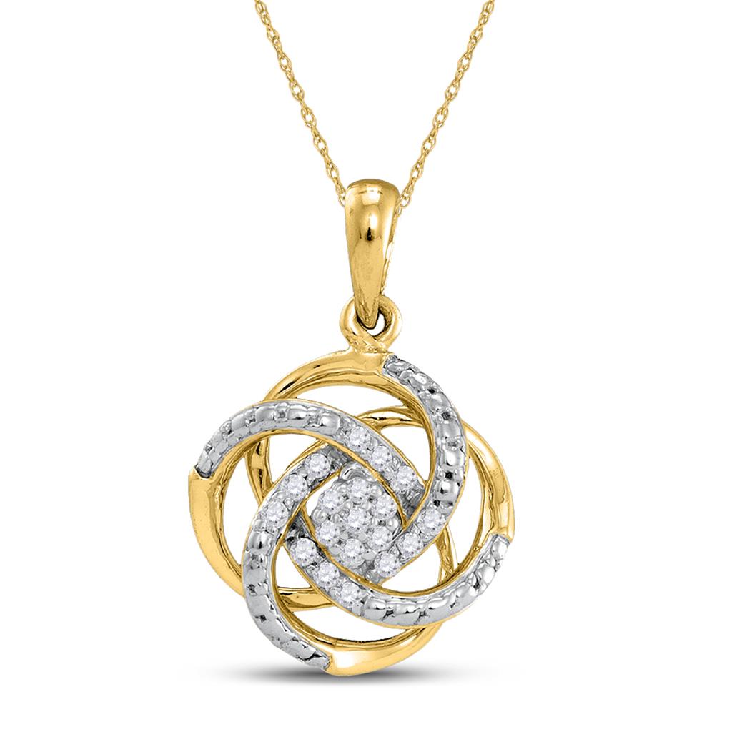 10k Yellow Gold Round Diamond Cluster Pendant 1/10 Cttw