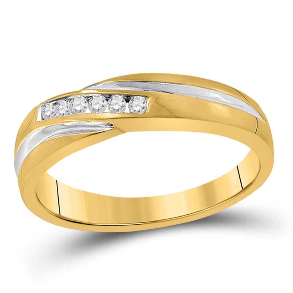 10k Yellow Gold Round Diamond Wedding Band Ring 1/8 Cttw