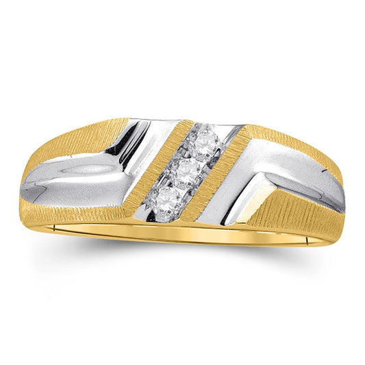 10k Yellow Gold Round Diamond Wedding Band Ring 1/10 Cttw