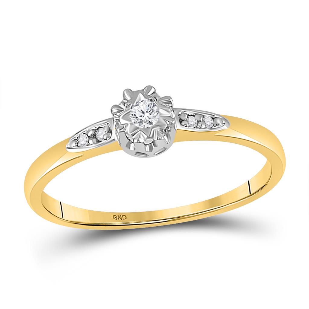 10k Yellow Gold Round Diamond Solitaire Bridal Engagement Ring 1/20 Cttw