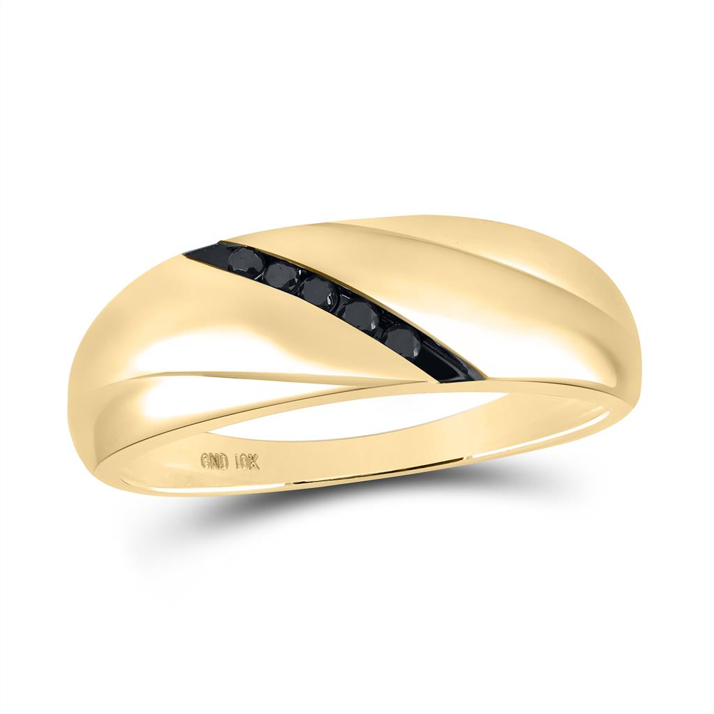 10k Yellow Gold Round Black Diamond Band Ring 1/8 Cttw