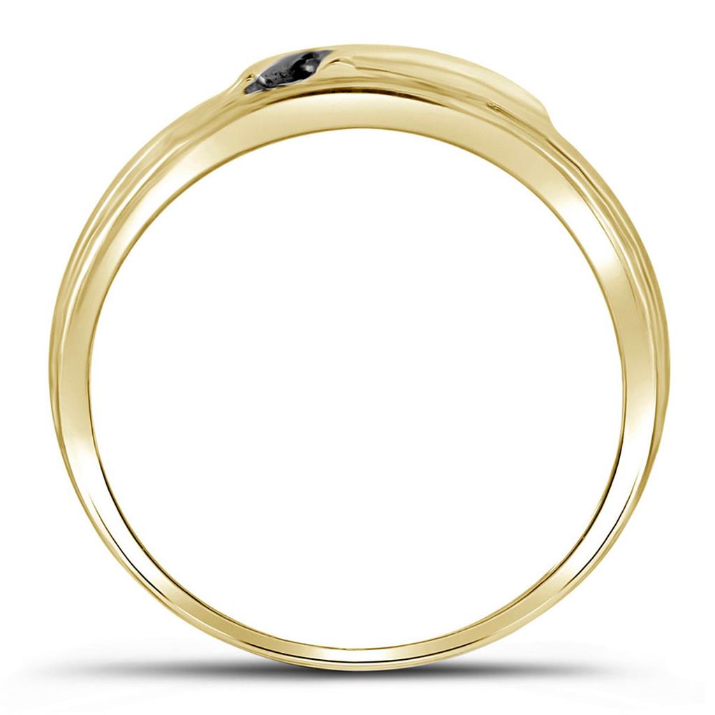 10k Yellow Gold Round Black Diamond Band Ring 1/8 Cttw