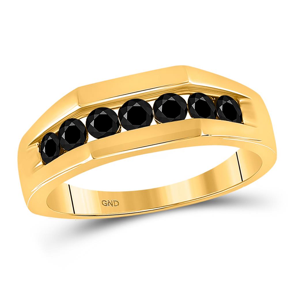 10k Yellow Gold Black Diamond Wedding Band Ring 1 Cttw