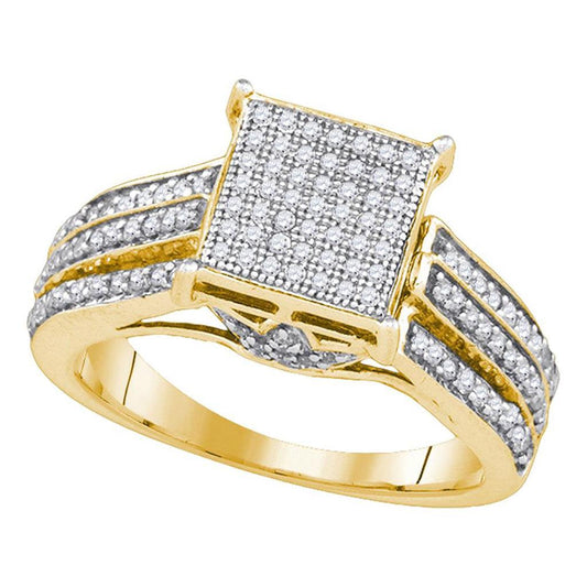 10k Yellow Gold Round Diamond Bridal Wedding Ring Set 1/2 Cttw