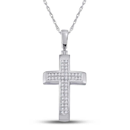 10k Yellow Gold Round Diamond Cross Religious Pendant 1/6 Cttw