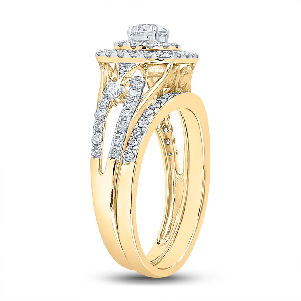 14k Yellow Gold Round Diamond Bridal Wedding Ring Set 1-1/4 Cttw