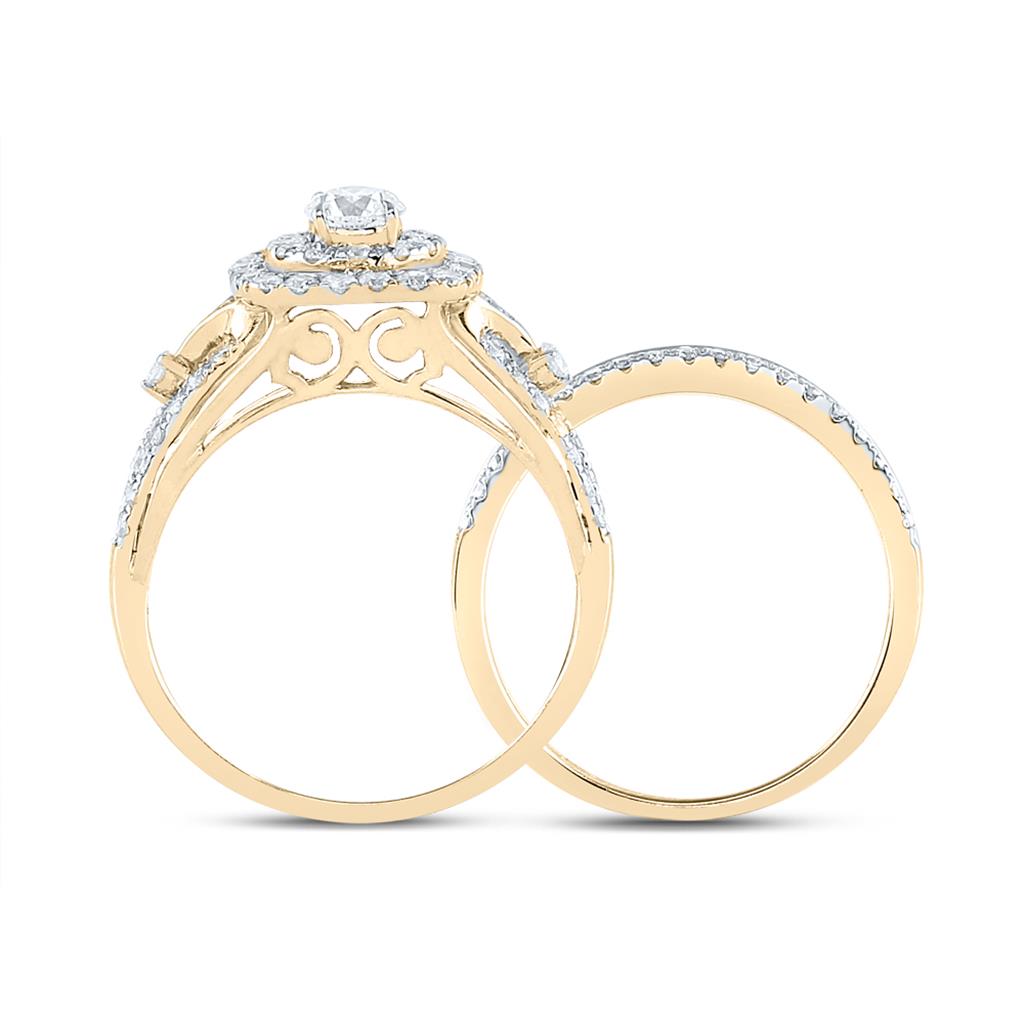 14k Yellow Gold Round Diamond Bridal Wedding Ring Set 1-1/4 Cttw