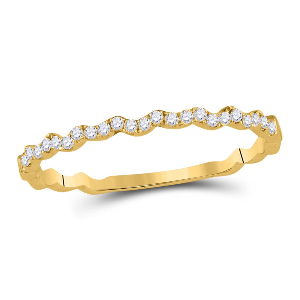 10k Yellow Gold Round Diamond Stackable Band Ring 1/8 Cttw