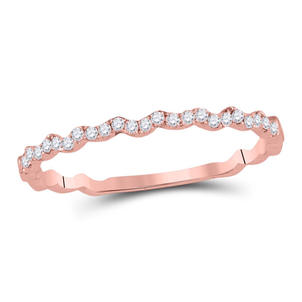 10k Rose Gold Round Diamond Stackable Band Ring 1/8 Cttw