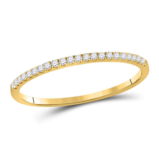 10k Yellow Gold Round Diamond Stackable Band Ring 1/8 Cttw