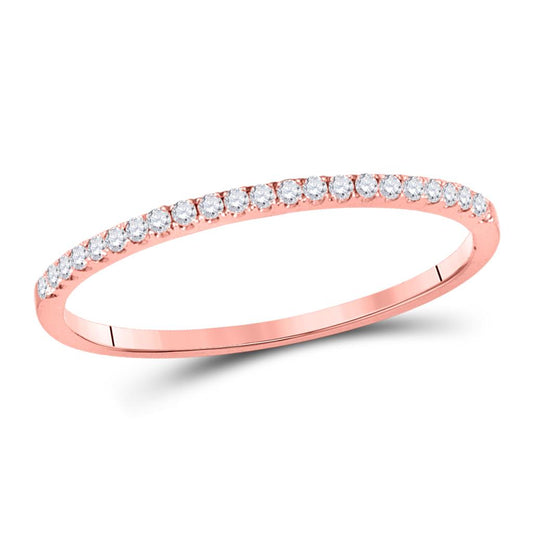 10k Rose Gold Round Diamond Timeless Stackable Band Ring 1/8 Cttw