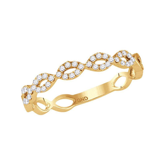 10k Yellow Gold Round Diamond Stackable Band Ring 1/5 Cttw