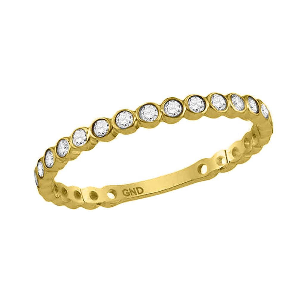 10k Yellow Gold Round Diamond Bezel Set Stackable Band 1/5 Cttw