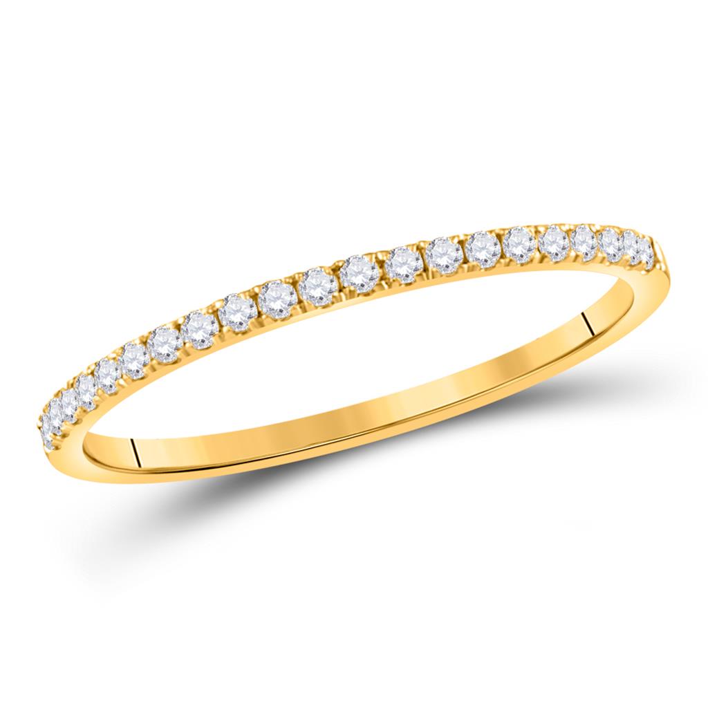 10k Yellow Gold Round Diamond Stackable Band Ring 1/6 Cttw