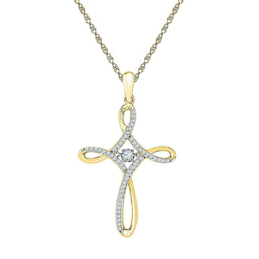 10k Yellow Gold Round Diamond Cross Pendant 1/5 Cttw