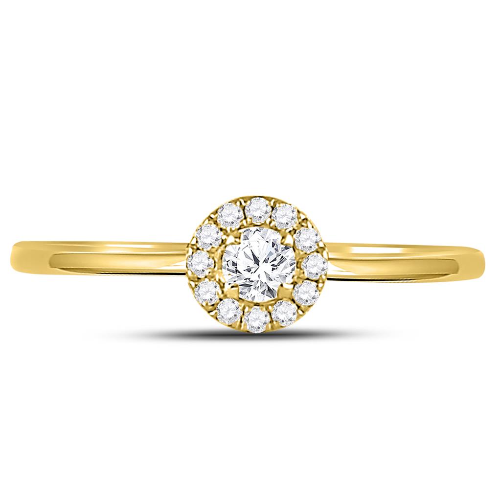 10k Yellow Gold Round Diamond Solitaire Stackable Band Ring 1/5 Cttw