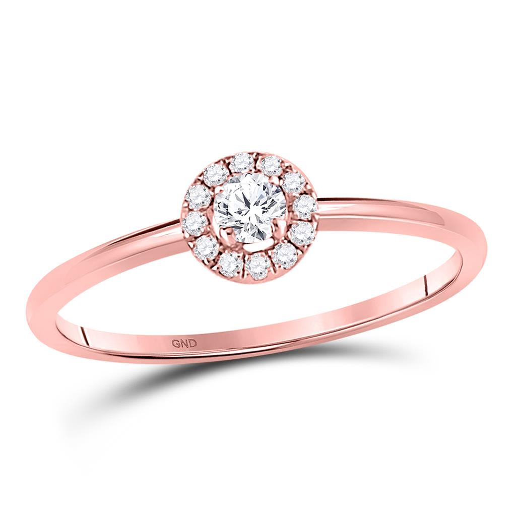 10k Rose Gold Round Diamond Solitaire Stackable Band Ring 1/5 Cttw